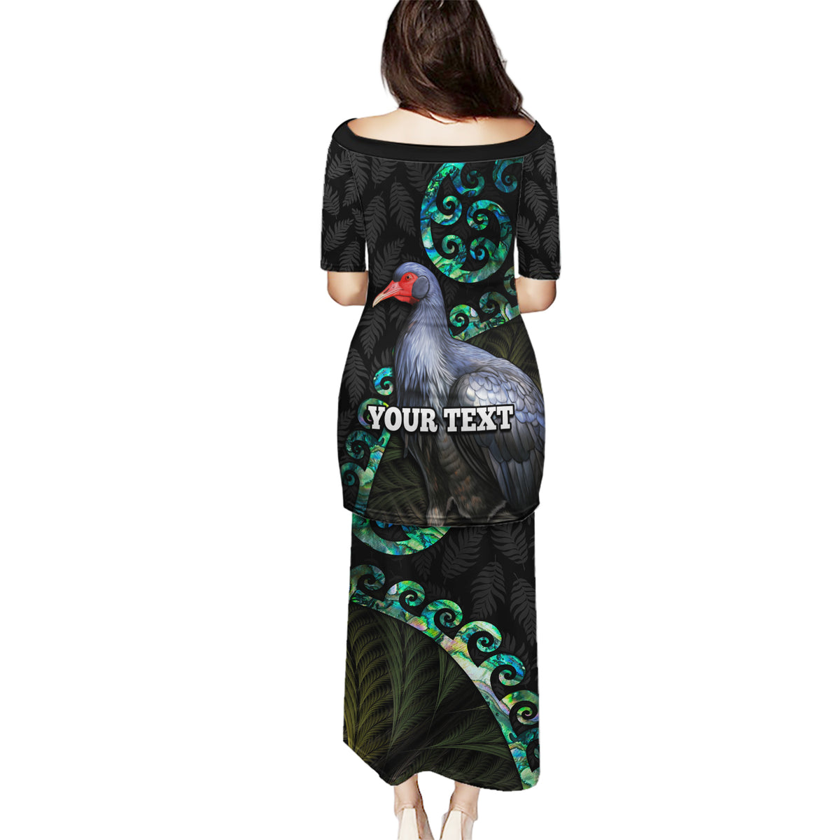 Custom Pukeko New Zealand Puletasi Koru Papua Shell with Silver Fern Pattern LT03 - Polynesian Pride