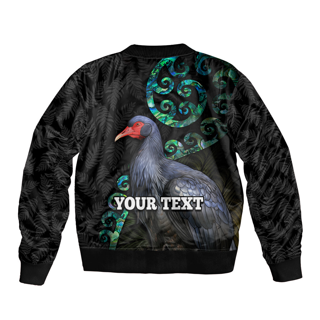 Custom Pukeko New Zealand Sleeve Zip Bomber Jacket Koru Papua Shell with Silver Fern Pattern LT03 - Polynesian Pride