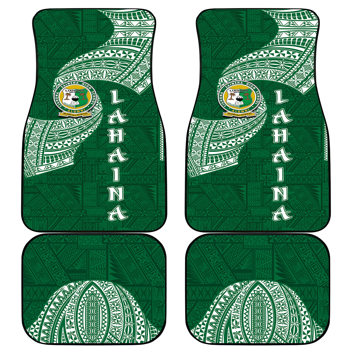 Tonga Lahaina High School Car Mats Traditional Ngatu and Polynesian Pattern LT03 Green - Polynesian Pride