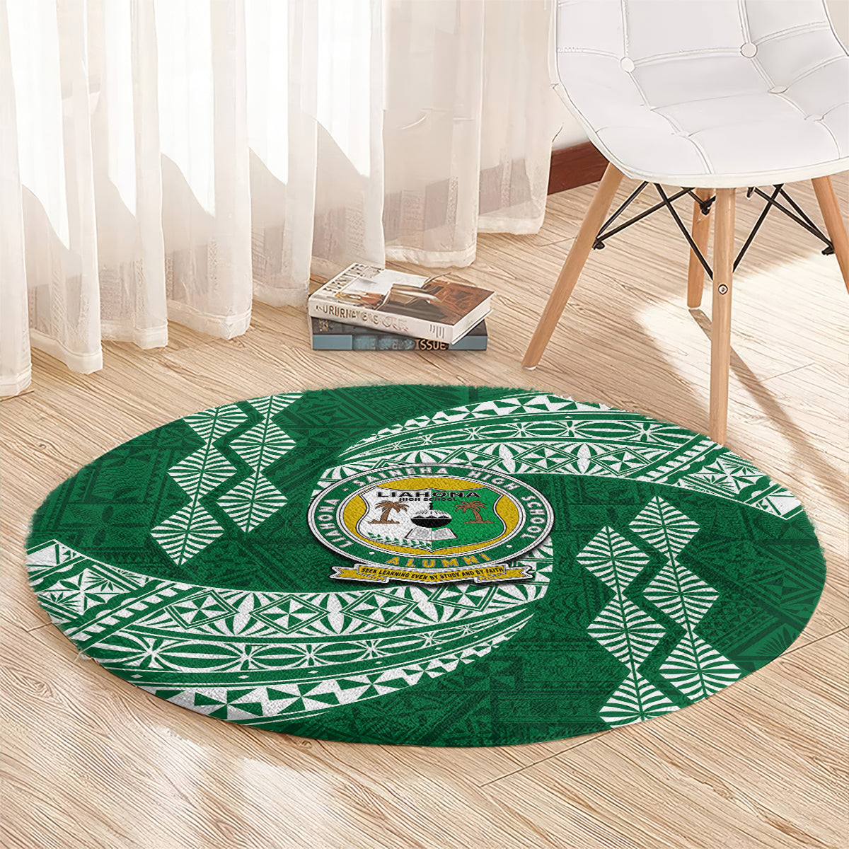 Tonga Lahaina High School Round Carpet Traditional Ngatu and Polynesian Pattern LT03 - Polynesian Pride