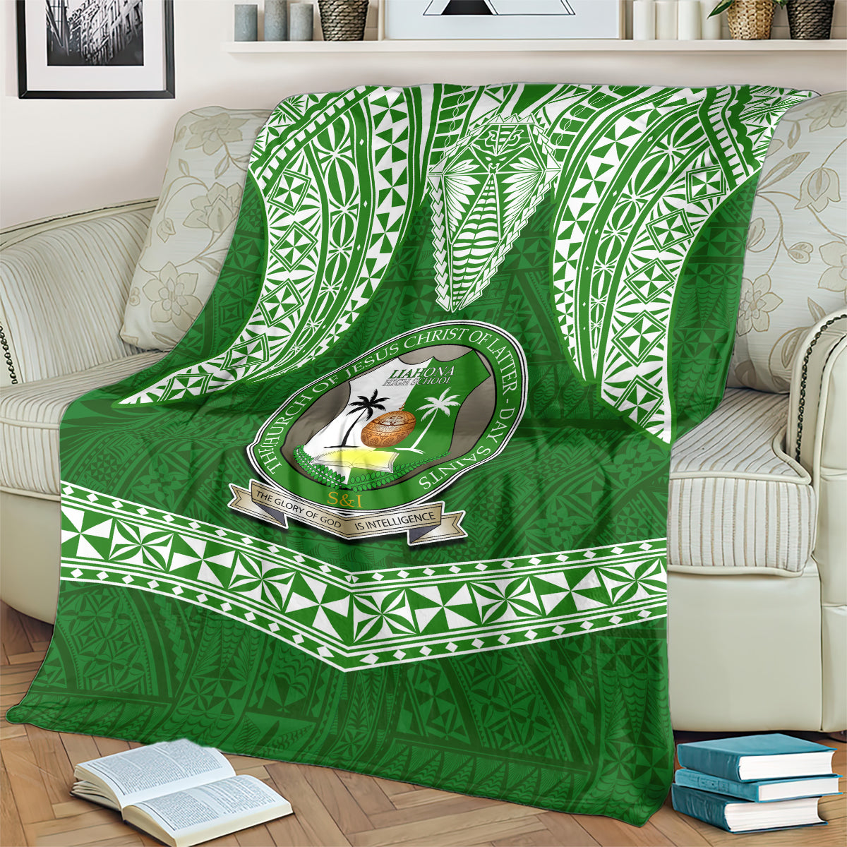 Tonga Liahona High School Blanket Traditional Ngatu and Polynesian Pattern LT03 - Polynesian Pride