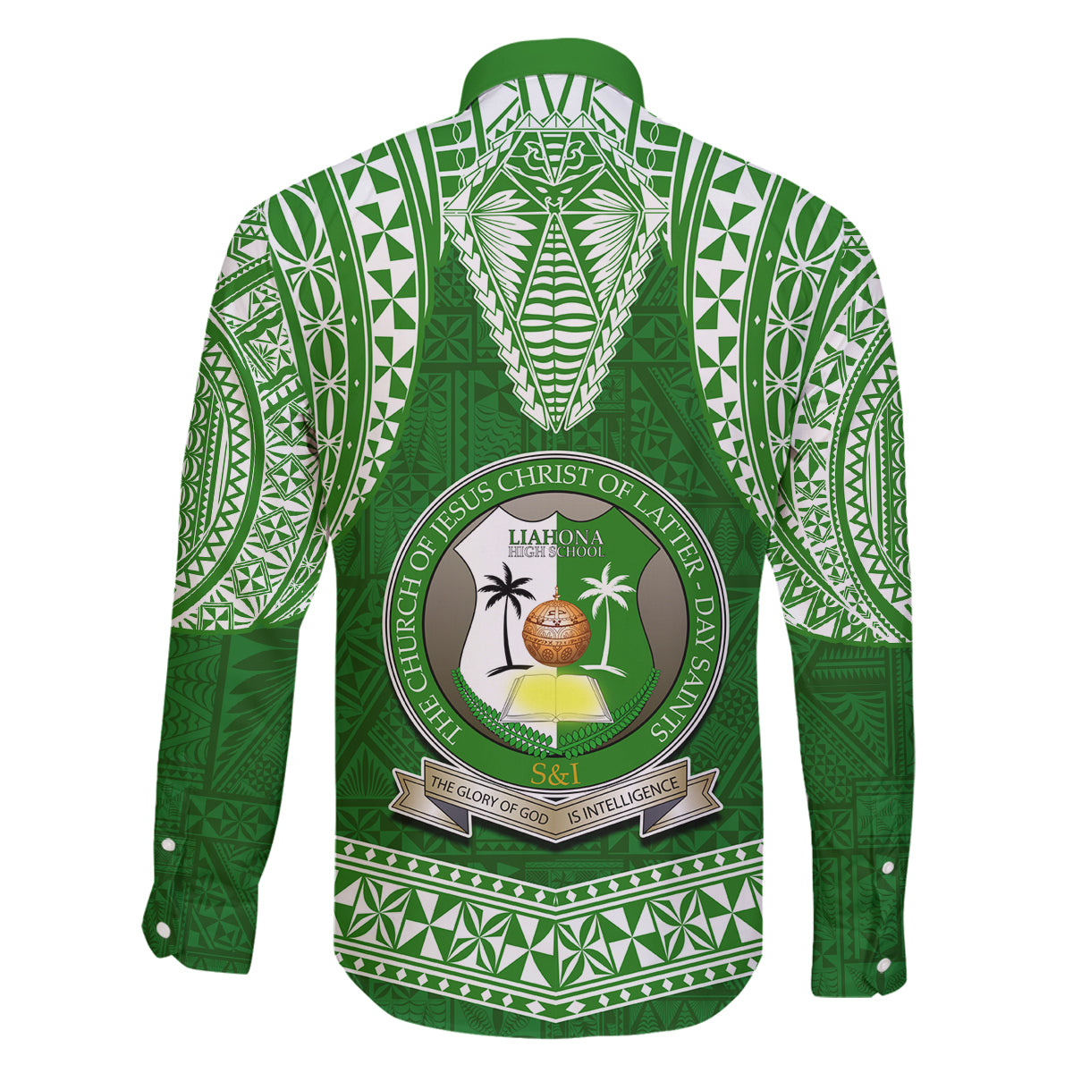 Tonga Liahona High School Family Matching Off Shoulder Short Dress and Hawaiian Shirt Traditional Ngatu and Polynesian Pattern LT03 - Polynesian Pride