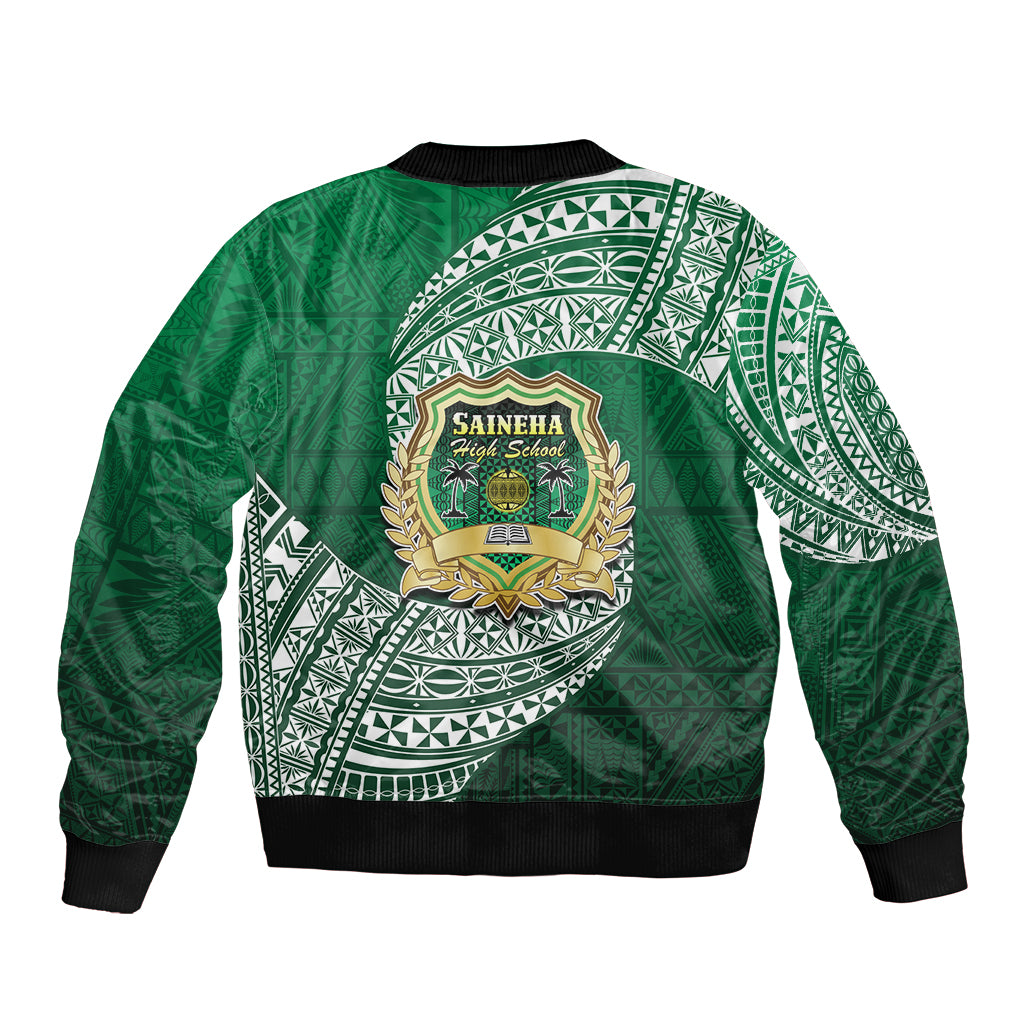 Tonga Saineha High School Sleeve Zip Bomber Jacket Traditional Ngatu and Polynesian Pattern LT03 - Polynesian Pride