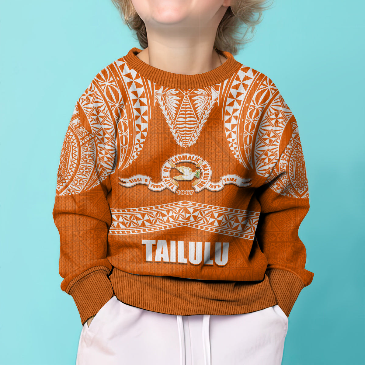 Tonga Tailulu College Kid Ugly Christmas Sweater Traditional Ngatu and Polynesian Pattern LT03 - Polynesian Pride