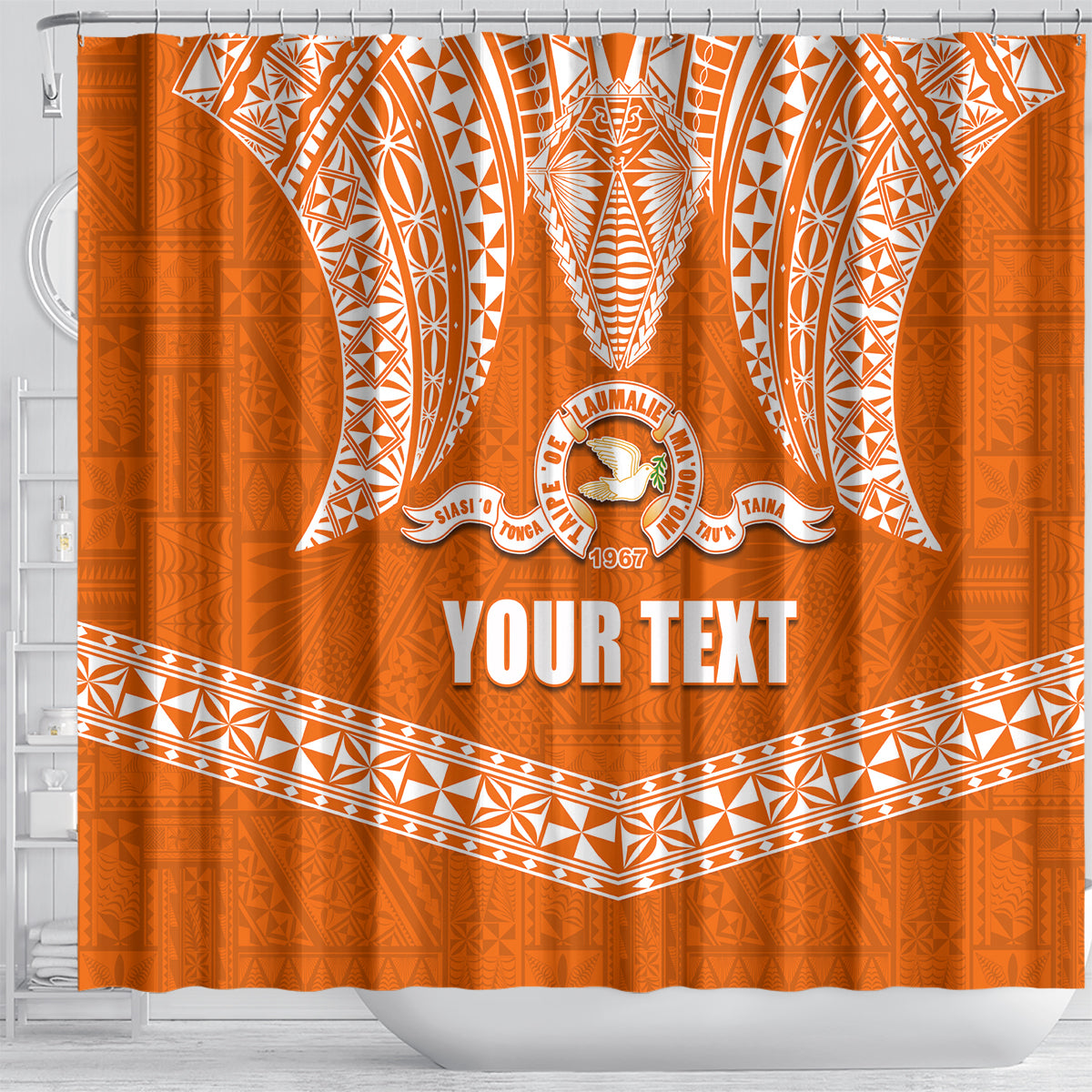 Tonga Tailulu College Shower Curtain Traditional Ngatu and Polynesian Pattern LT03 - Polynesian Pride
