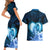 Dolphin Couple Love Story Valentine Day Couples Matching Short Sleeve Bodycon Dress and Hawaiian Shirt With Polynesian Tribal Tattoo Blue Style LT03 - Polynesian Pride