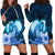 Dolphin Couple Love Story Valentine Day Hoodie Dress With Polynesian Tribal Tattoo Blue Style LT03 - Polynesian Pride