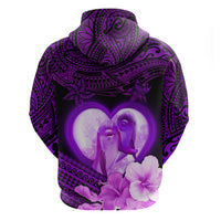 Dolphin Couple Love Story Valentine Day Zip Hoodie With Polynesian Tribal Tattoo Purple Style LT03 - Polynesian Pride