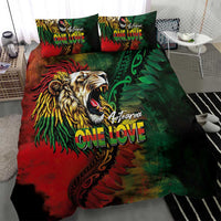 Aotearoa One Love Bedding Set Reggae Lion with Kakahu Huruhuru
