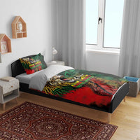 Aotearoa One Love Bedding Set Reggae Lion with Kakahu Huruhuru