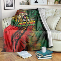 Aotearoa One Love Blanket Reggae Lion with Kakahu Huruhuru