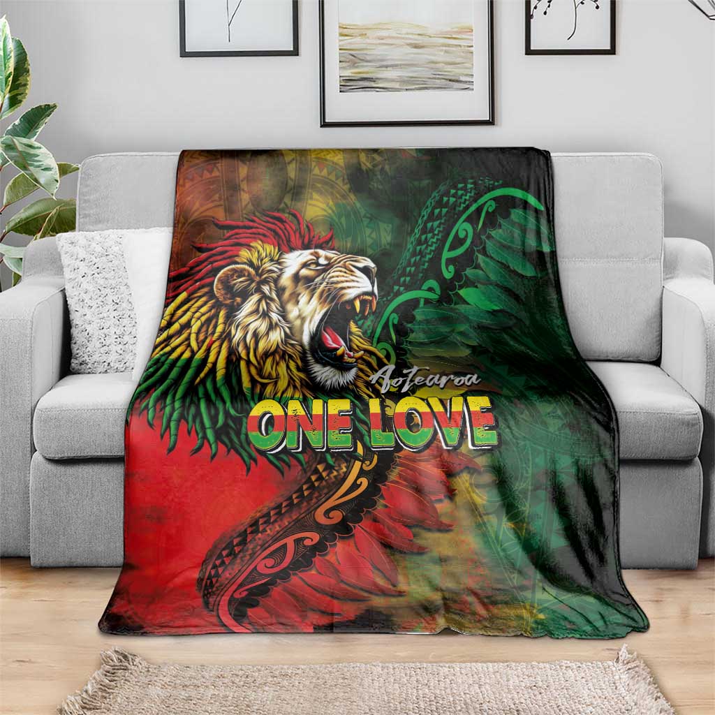 Aotearoa One Love Blanket Reggae Lion with Kakahu Huruhuru