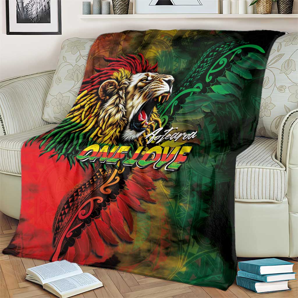 Aotearoa One Love Blanket Reggae Lion with Kakahu Huruhuru