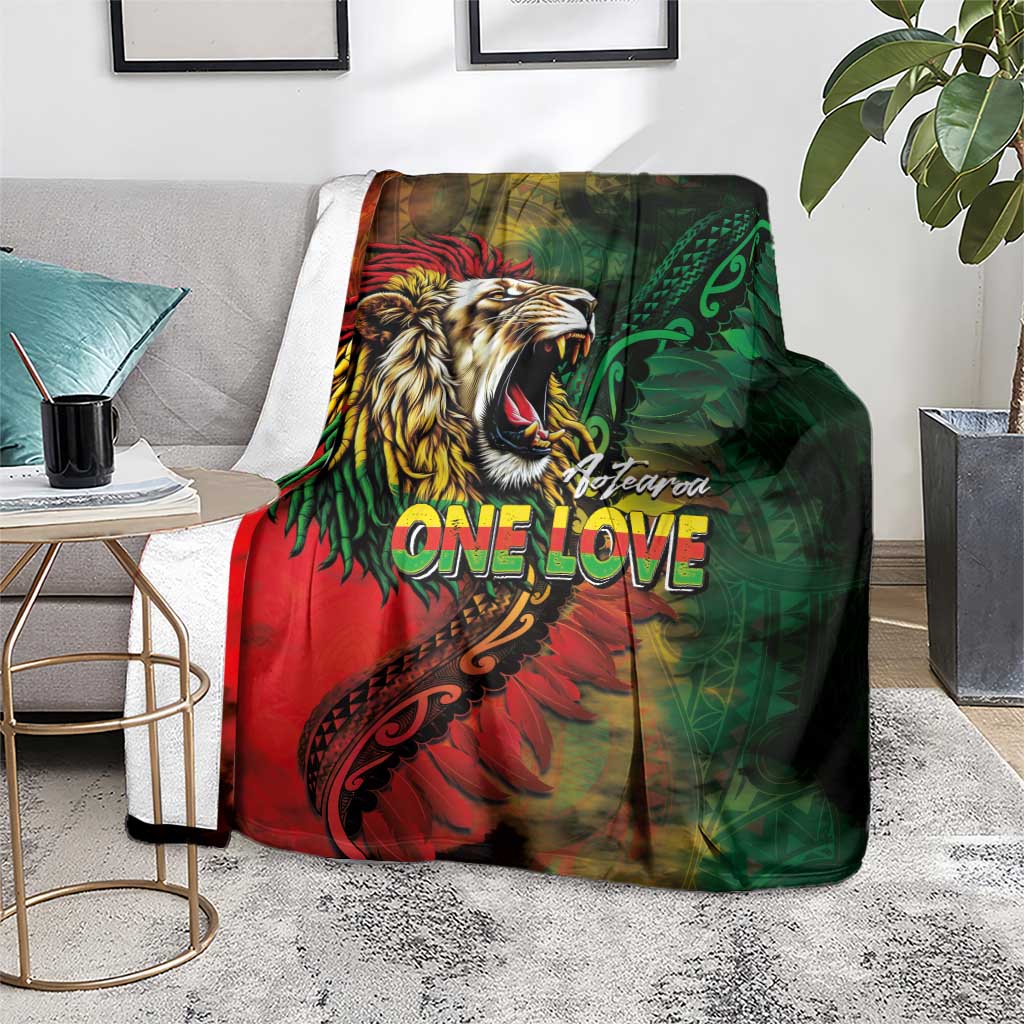 Aotearoa One Love Blanket Reggae Lion with Kakahu Huruhuru