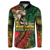 Aotearoa One Love Button Sweatshirt Reggae Lion with Kakahu Huruhuru
