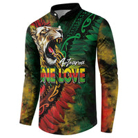 Aotearoa One Love Button Sweatshirt Reggae Lion with Kakahu Huruhuru