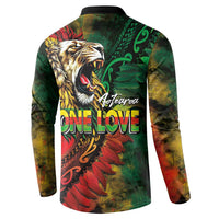 Aotearoa One Love Button Sweatshirt Reggae Lion with Kakahu Huruhuru