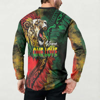 Aotearoa One Love Button Sweatshirt Reggae Lion with Kakahu Huruhuru