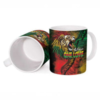 Aotearoa One Love Ceramic Mug Reggae Lion with Kakahu Huruhuru