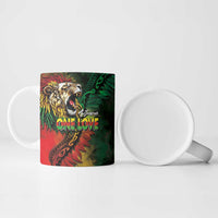 Aotearoa One Love Ceramic Mug Reggae Lion with Kakahu Huruhuru