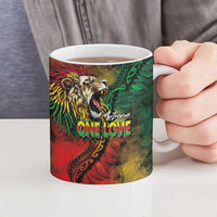 Aotearoa One Love Ceramic Mug Reggae Lion with Kakahu Huruhuru