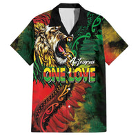 Aotearoa One Love Family Matching Off Shoulder Maxi Dress and Hawaiian Shirt Reggae Lion with Kakahu Huruhuru