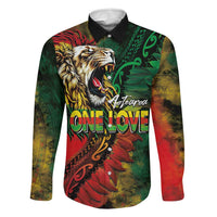 Aotearoa One Love Family Matching Off Shoulder Short Dress and Hawaiian Shirt Reggae Lion with Kakahu Huruhuru