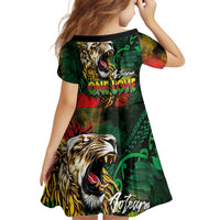 Aotearoa One Love Family Matching Puletasi and Hawaiian Shirt Reggae Lion with Kakahu Huruhuru