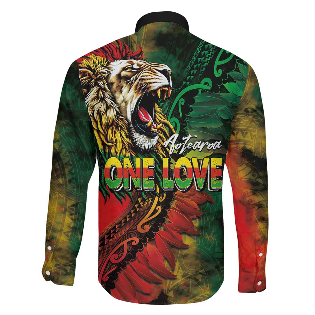 Aotearoa One Love Family Matching Summer Maxi Dress and Hawaiian Shirt Reggae Lion with Kakahu Huruhuru