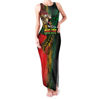 Aotearoa One Love Family Matching Tank Maxi Dress and Hawaiian Shirt Reggae Lion with Kakahu Huruhuru LT03 Mom's Dress Black - Polynesian Pride
