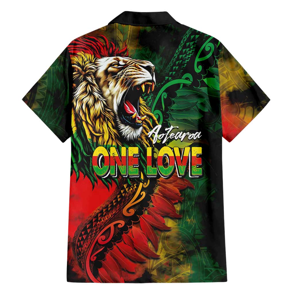 Aotearoa One Love Hawaiian Shirt Reggae Lion with Kakahu Huruhuru LT03 - Polynesian Pride
