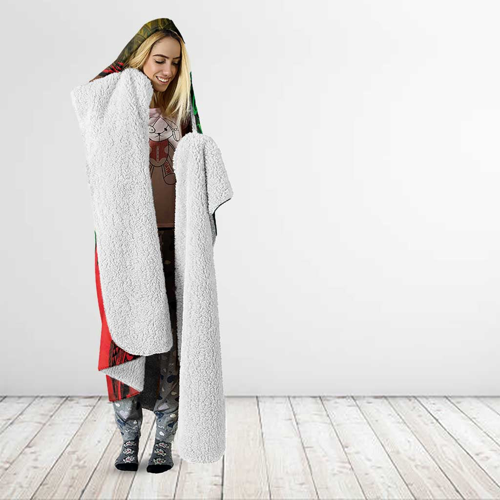 Aotearoa One Love Hooded Blanket Reggae Lion with Kakahu Huruhuru