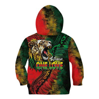 Aotearoa One Love Kid Hoodie Reggae Lion with Kakahu Huruhuru LT03 - Polynesian Pride