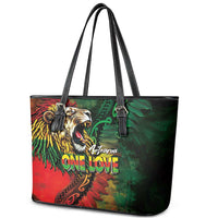 Aotearoa One Love Leather Tote Bag Reggae Lion with Kakahu Huruhuru
