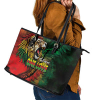 Aotearoa One Love Leather Tote Bag Reggae Lion with Kakahu Huruhuru