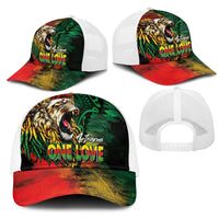 Aotearoa One Love Mesh Trucker Cap Reggae Lion with Kakahu Huruhuru