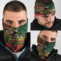 Aotearoa One Love Neck Gaiter Reggae Lion with Kakahu Huruhuru