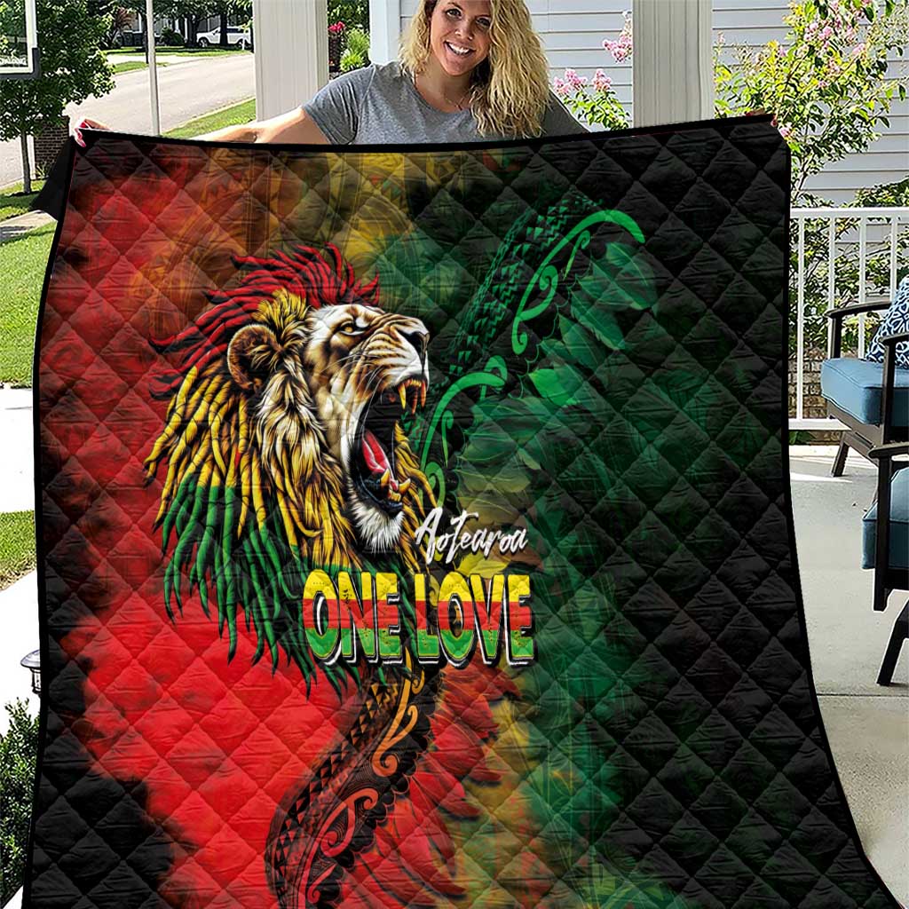 Aotearoa One Love Quilt Reggae Lion with Kakahu Huruhuru