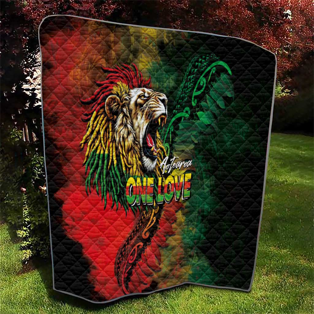 Aotearoa One Love Quilt Reggae Lion with Kakahu Huruhuru