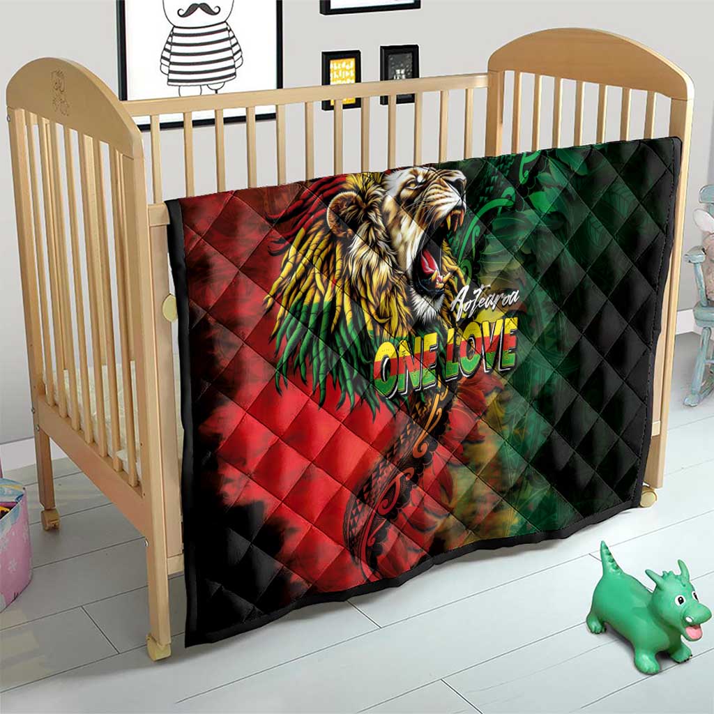 Aotearoa One Love Quilt Reggae Lion with Kakahu Huruhuru
