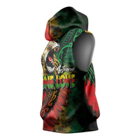 Aotearoa One Love Sleeveless Hoodie Reggae Lion with Kakahu Huruhuru