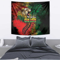 Aotearoa One Love Tapestry Reggae Lion with Kakahu Huruhuru
