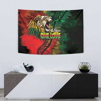 Aotearoa One Love Tapestry Reggae Lion with Kakahu Huruhuru