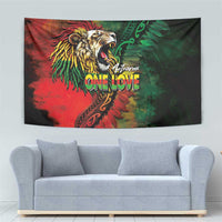 Aotearoa One Love Tapestry Reggae Lion with Kakahu Huruhuru