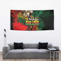Aotearoa One Love Tapestry Reggae Lion with Kakahu Huruhuru