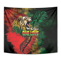 Aotearoa One Love Tapestry Reggae Lion with Kakahu Huruhuru