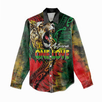 Aotearoa One Love Women Casual Shirt Reggae Lion with Kakahu Huruhuru LT03 - Polynesian Pride