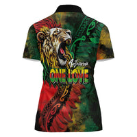 Aotearoa One Love Women Polo Shirt Reggae Lion with Kakahu Huruhuru LT03 - Polynesian Pride