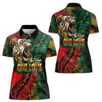 Aotearoa One Love Women Polo Shirt Reggae Lion with Kakahu Huruhuru LT03 - Polynesian Pride