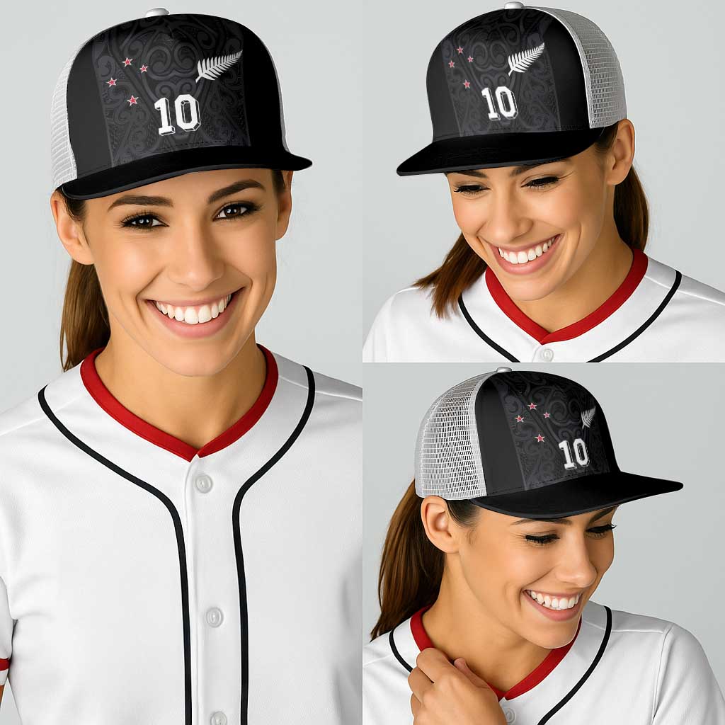 Custom Aotearoa Rugby Baseball Net Cap Fern Blacks-Traditional Maori Motifs Design